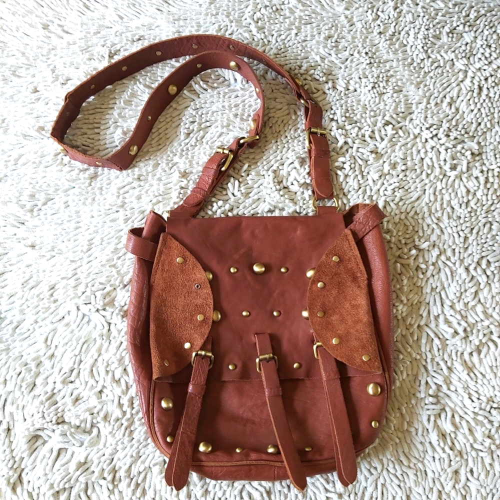 Lucky Brand brown leather cross body satchel bag